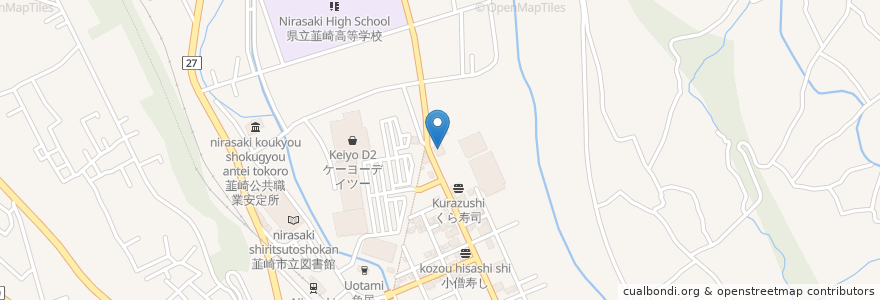 Mapa de ubicacion de ココス en Japonya, 山梨県, 韮崎市.