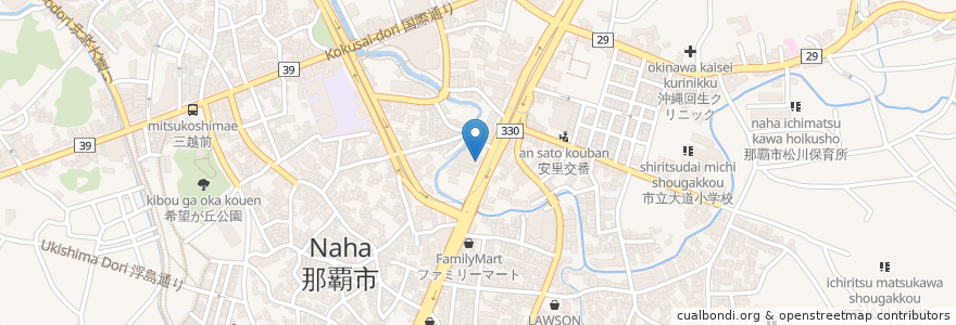Mapa de ubicacion de 又吉内科 en 日本, 冲绳县/沖繩縣, 那霸市.
