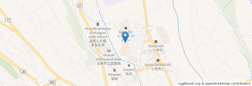 Mapa de ubicacion de サンドラッグ (SUNDRUG) en 일본, 야마나시현, 韮崎市.
