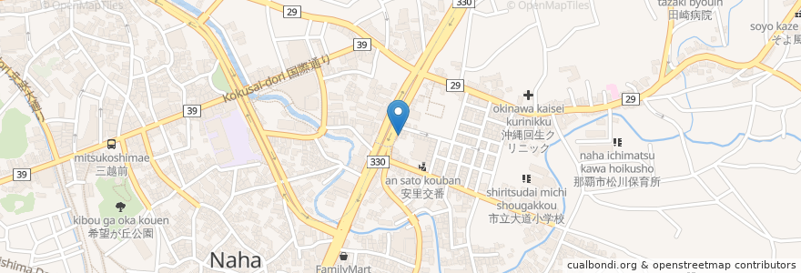 Mapa de ubicacion de 地球屋 en Japan, Okinawa Prefecture, Naha.