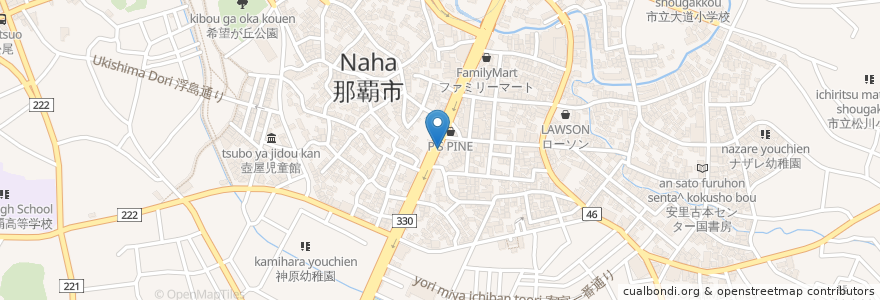 Mapa de ubicacion de ひめゆり薬局 en 일본, 오키나와현, 나하 시.