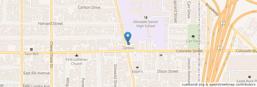 Mapa de ubicacion de Zankou en 미국, 캘리포니아주, Los Angeles County, Glendale.