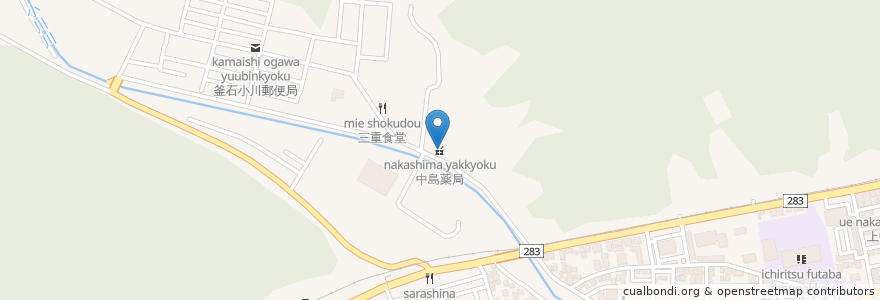 Mapa de ubicacion de 中島薬局 en Jepun, 岩手県, 釜石市.