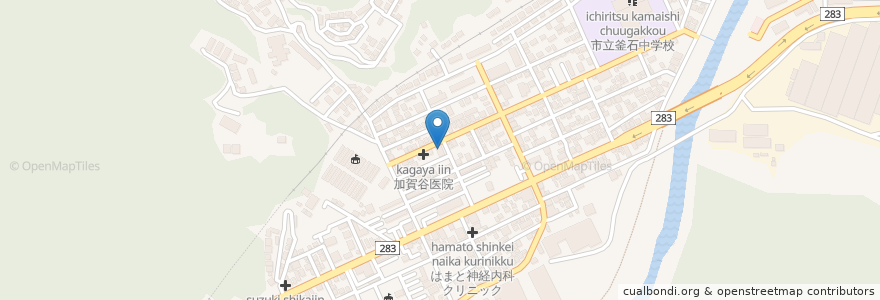 Mapa de ubicacion de ハート薬局 en Giappone, Prefettura Di Iwate, 釜石市.