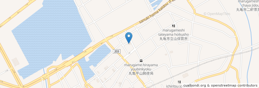 Mapa de ubicacion de 麺処 綿谷 en Jepun, 香川県, 丸亀市.