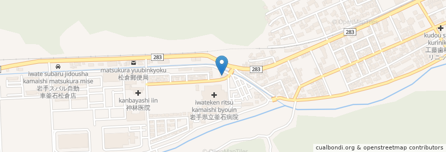 Mapa de ubicacion de まつくら調剤薬局 en 일본, 이와테현, 釜石市.