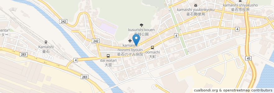 Mapa de ubicacion de あおぞら薬局 en Japão, 岩手県, 釜石市.