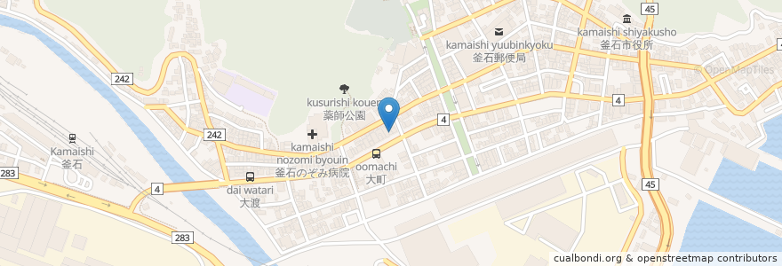 Mapa de ubicacion de 中国料理 新華園本店 en Japão, 岩手県, 釜石市.