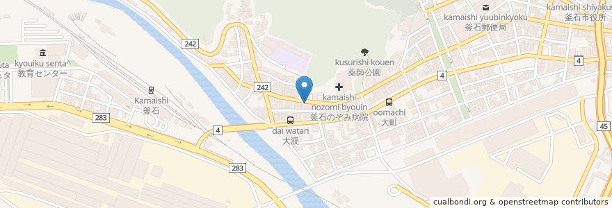 Mapa de ubicacion de 火の車 en 일본, 이와테현, 釜石市.