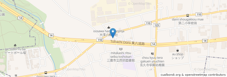 Mapa de ubicacion de 二塚神社 en 日本, 東京都, 三鷹市.