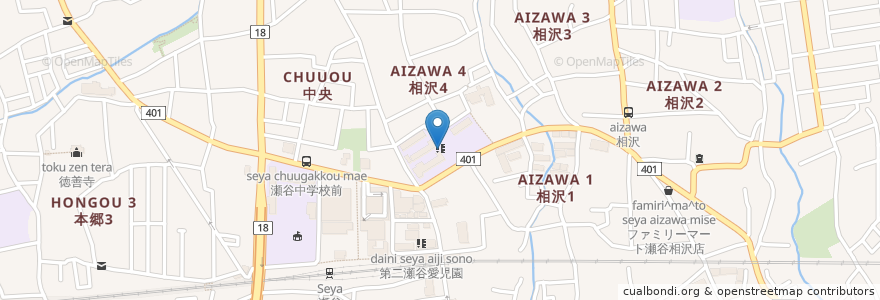 Mapa de ubicacion de 横浜市立瀬谷小学校 en Japon, Préfecture De Kanagawa, 横浜市, 瀬谷区.