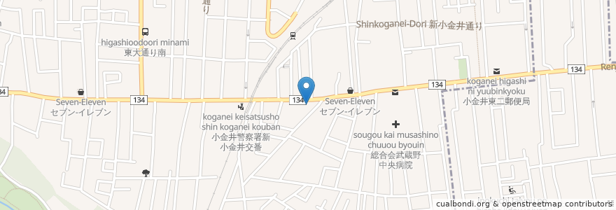 Mapa de ubicacion de 笠森稲荷神社 en 日本, 東京都, 小金井市.
