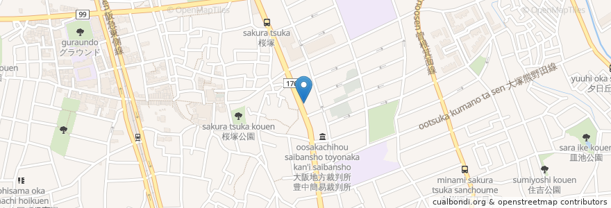 Mapa de ubicacion de Yoshinoya en Japan, Osaka Prefecture, Toyonaka.