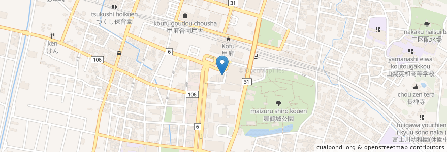 Mapa de ubicacion de 吉野家 en 日本, 山梨県, 甲府市.