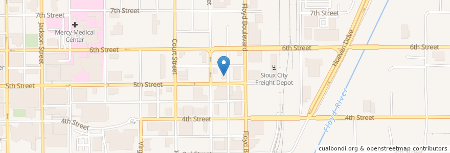 Mapa de ubicacion de Firehouse Bar en 미국, 아이오와, Woodbury County, Sioux City.