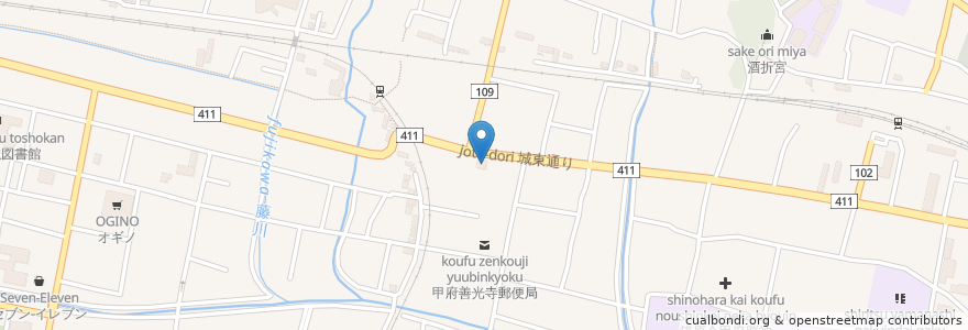 Mapa de ubicacion de 山梨信用金庫 (Yamanashi shinyoukinko) en ژاپن, 山梨県, 甲府市.