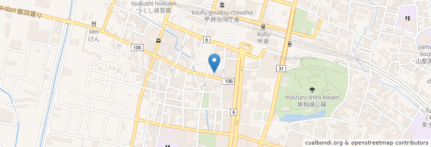 Mapa de ubicacion de ジョナサン en Japonya, 山梨県, 甲府市.
