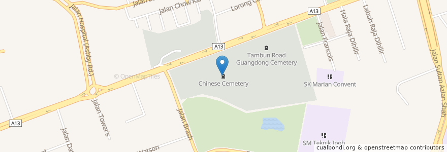 Mapa de ubicacion de Chinese Cemetery en Malasia, Perak.