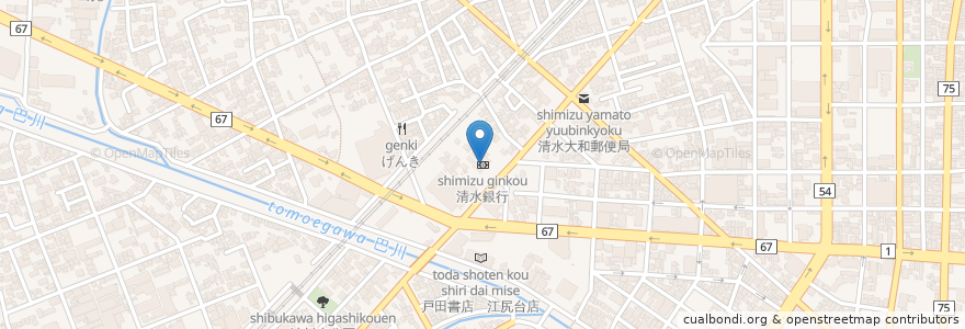 Mapa de ubicacion de 清水銀行 en 일본, 시즈오카현, 시즈오카시, 清水区.