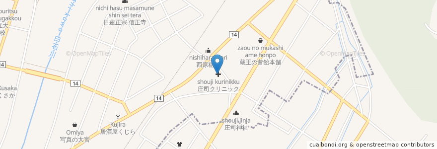 Mapa de ubicacion de 庄司クリニック en Japão, 宮城県, 柴田郡, 柴田町, 大河原町.