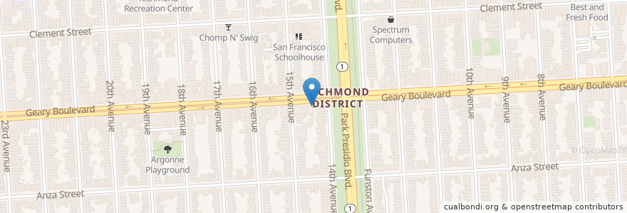 Mapa de ubicacion de Lou's Cafe en ایالات متحده آمریکا, کالیفرنیا, سان فرانسیسکو, سان فرانسیسکو.