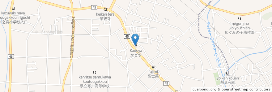 Mapa de ubicacion de Kadoya en Japan, Kanagawa Prefecture, Koza County, Samukawa.