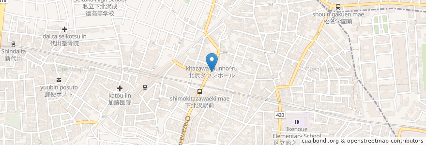 Mapa de ubicacion de 三菱UFJ銀行 en Japonya, 東京都, 世田谷区.