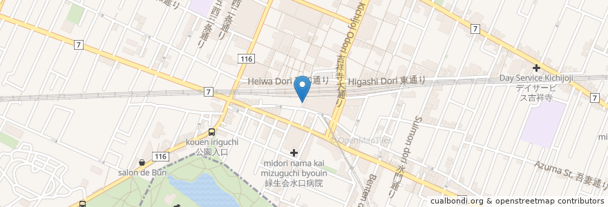 Mapa de ubicacion de 元祖寿司 en Japón, Tokio, Musashino.