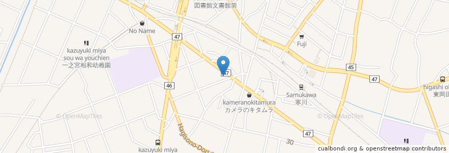 Mapa de ubicacion de 魚々亭 en Japan, Präfektur Kanagawa, 高座郡, 寒川町.