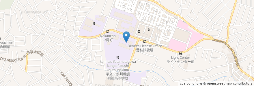 Mapa de ubicacion de 神奈川県立二俣川看護福祉高等学校 en 일본, 가나가와현, 요코하마시, 旭区.