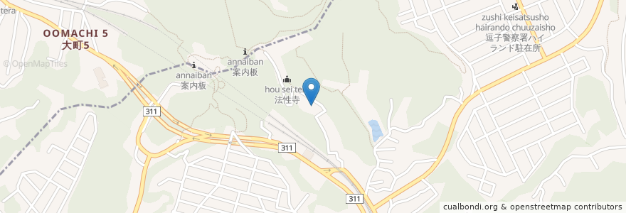 Mapa de ubicacion de 法性寺 en Japan, Präfektur Kanagawa, 鎌倉市.