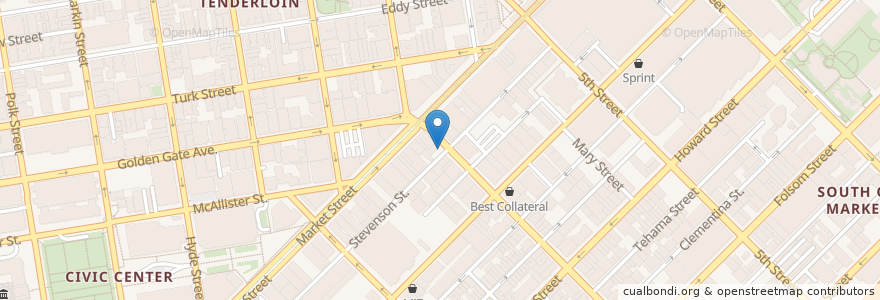 Mapa de ubicacion de Dottie's True Blue Cafe(ブランチ) en Estados Unidos De América, California, San Francisco, San Francisco.