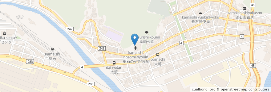 Mapa de ubicacion de 釜石ファミリークリニック en Japan, Präfektur Iwate, 釜石市.
