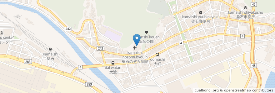 Mapa de ubicacion de 釜石整形外科クリニック en اليابان, 岩手県, 釜石市.