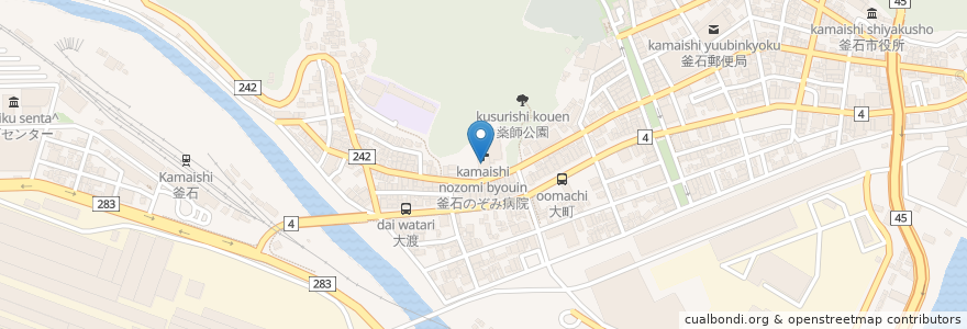 Mapa de ubicacion de 平野内科医院 en Japón, Prefectura De Iwate, 釜石市.