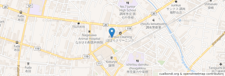 Mapa de ubicacion de 津田整形外科 en 일본, 도쿄도, 調布市.