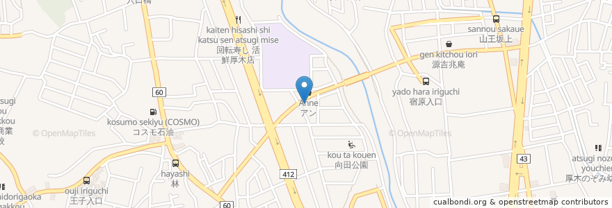Mapa de ubicacion de ほっともっと 厚木林店 en 日本, 神奈川県, 厚木市.