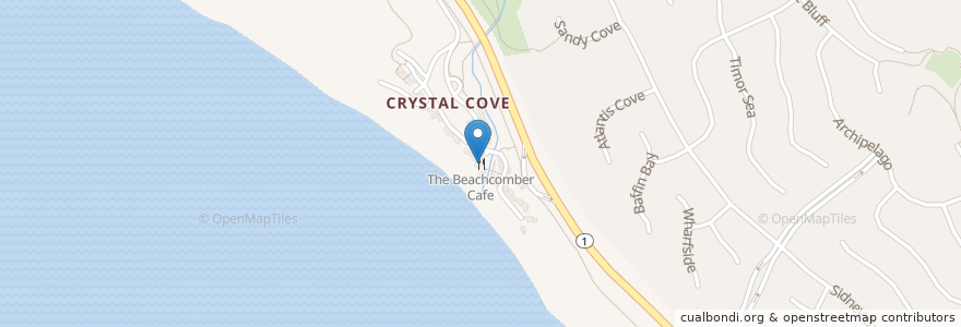 Mapa de ubicacion de The Beachcomber Cafe en الولايات المتّحدة الأمريكيّة, كاليفورنيا, Orange County, نيوبورت بيتش، أورانج، كاليفورنيا.