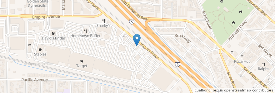 Mapa de ubicacion de Krispy Kreme en Amerika Syarikat, California, Los Angeles County, Burbank.