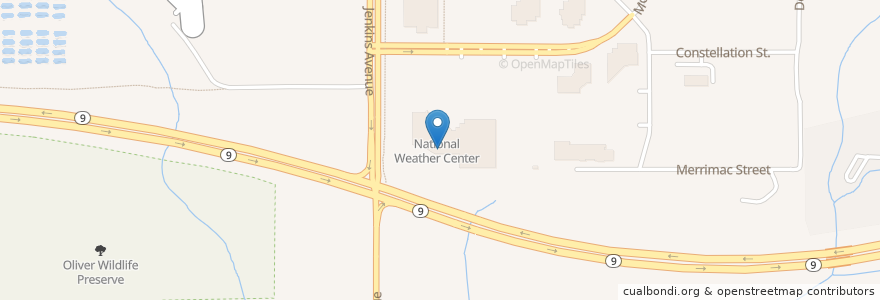 Mapa de ubicacion de The Flying Cow Cafe en Amerika Birleşik Devletleri, Oklahoma, Cleveland County, Norman.