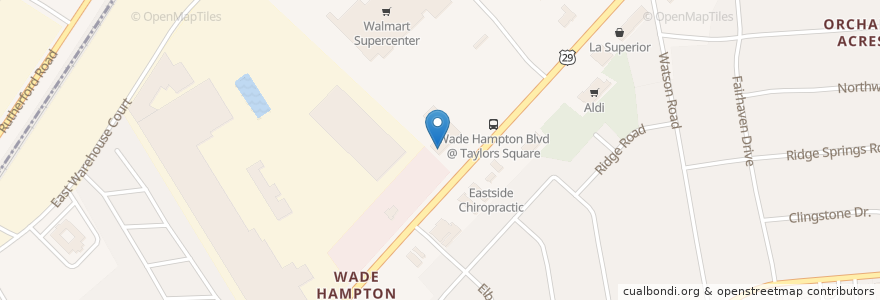Mapa de ubicacion de Firehouse Subs en アメリカ合衆国, サウスカロライナ州, Greenville County, Wade Hampton.