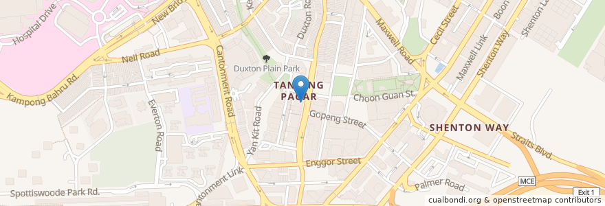 Mapa de ubicacion de Tanjong Pagar Plaza en Singapura, Central.