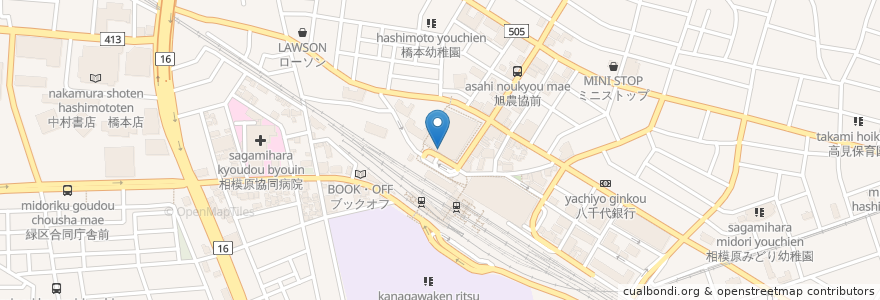 Mapa de ubicacion de スターバックス en 일본, 가나가와현, 相模原市, 緑区.