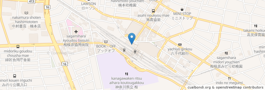 Mapa de ubicacion de 寿司の魚常 en اليابان, كاناغاوا, 相模原市, 緑区.