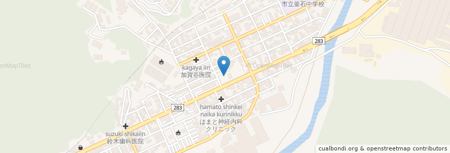 Mapa de ubicacion de 東北労働金庫釜石支店 en Japon, Préfecture D'Iwate, 釜石市.
