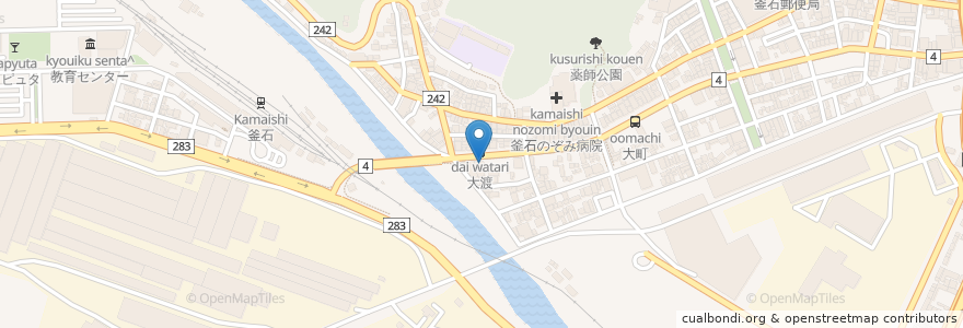 Mapa de ubicacion de 宮古信用金庫大渡支店 en Japan, Iwate Prefecture, Kamaishi.