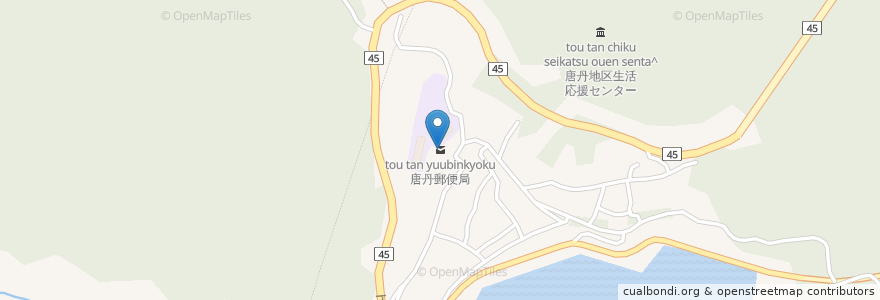 Mapa de ubicacion de 唐丹郵便局 en 日本, 岩手県, 釜石市.