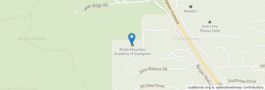 Mapa de ubicacion de Rocky Mountain Academy of Evergreen en Amerika Syarikat, Colorado, Jefferson County.