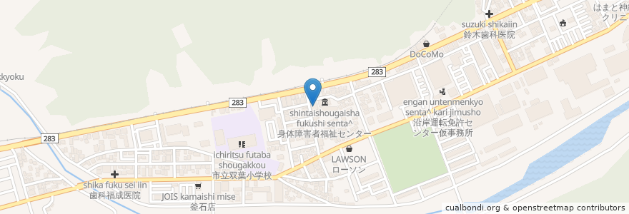 Mapa de ubicacion de 上中島児童館 en 日本, 岩手県, 釜石市.