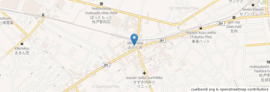 Mapa de ubicacion de ディップキッチン en Japonya, 千葉県, 松戸市.